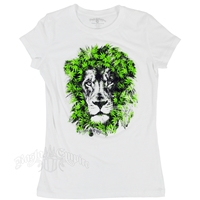 Seven Leaf Lion Marijuana Leaves White T-Shirt - Women's
