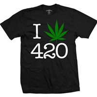 I Love 420 Pot Leaf Black T-Shirt