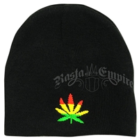 Black & Rasta Weed Leaf Beanie Cap 