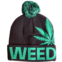 Weed Beanie Hat With Weed Leaf
