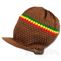 Brown/Rasta Stripe Brim Hat