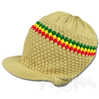Khaki/Rasta Stripe Brim Hat
