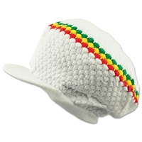 White/Rasta Stripe Brim Hat