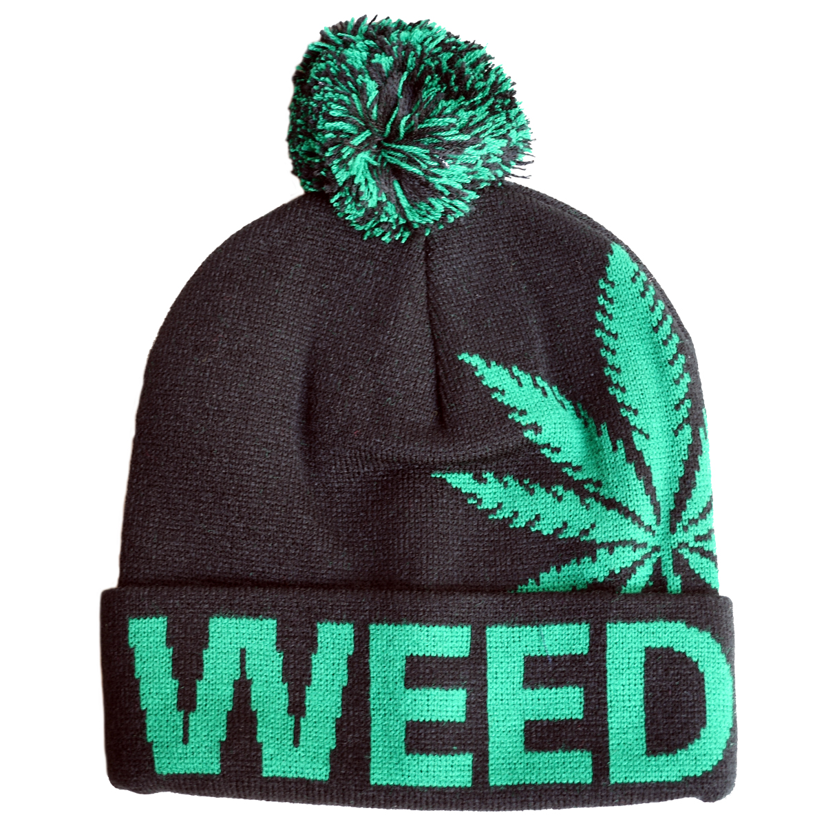 Weed Beanie Hat With Weed Leaf