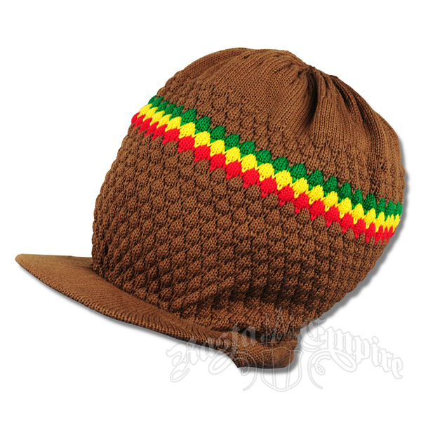 Brown/Rasta Stripe Brim Hat