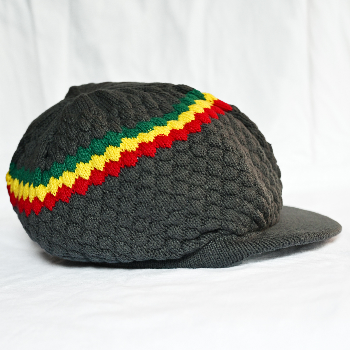 Grey/Rasta Stripe Brim Hat