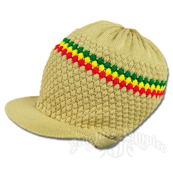 Khaki/Rasta Stripe Brim Hat