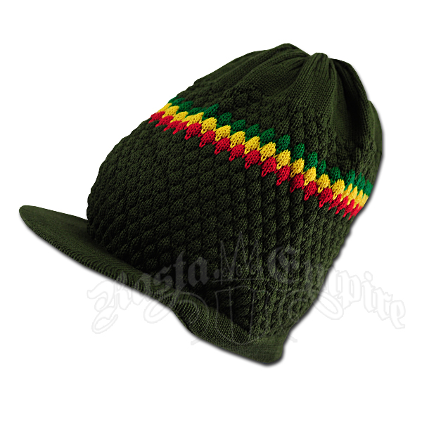 Olive/Rasta Stripe Brim Hat