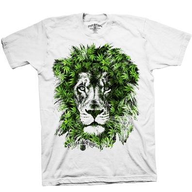 Seven Leaf Lion Marijuana Leaves White T-Shirt