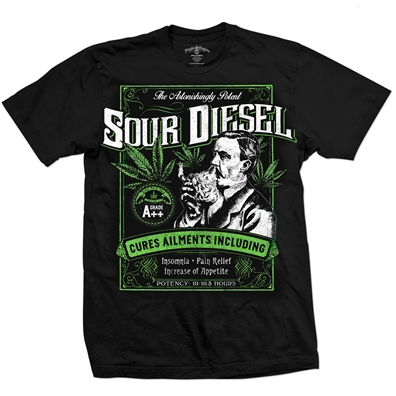 Seven Leaf Sour Diesel Strain Black T-Shirt