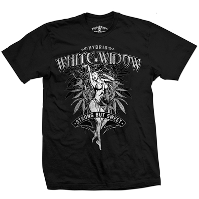 Seven Leaf White Widow Strain Black T-Shirt