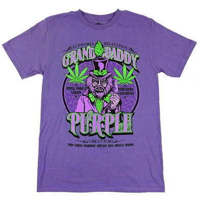 Seven Leaf Granddaddy Purple Strain Black Light Purple T-Shirt