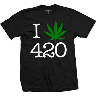 I Love 420 Pot Leaf Black T-Shirt