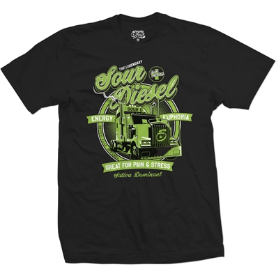 Seven Leaf Sour Diesel Cannabis Strain Black T-Shirt