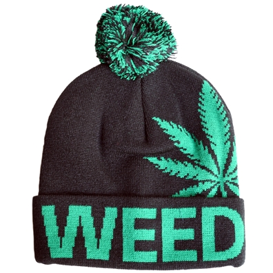 Weed Beanie Hat With Weed Leaf