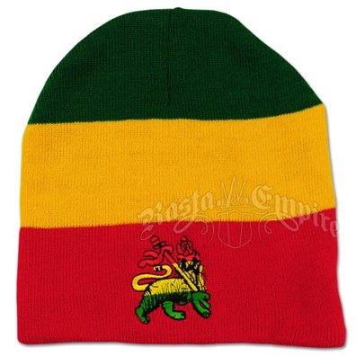 Lion Of Judah Rasta Stripe 8" Beanie Cap