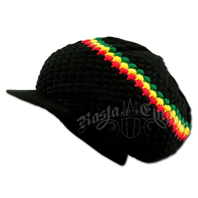 Black/Rasta Stripe Brim Hat