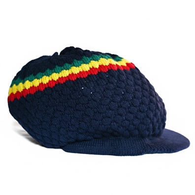 Blue/Rasta Stripe Brim Hat